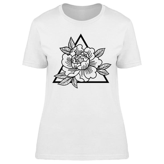 Rose With Sacred Geometry Frame T-Shirt Women -Image by Shutterstock, Female Small