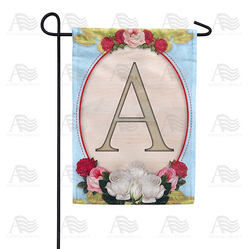 Rose Wood Monogram Shabby Chic Vintage Initial Outdoor Welcome Accent, 12x18 POLE NOT INCLUDED