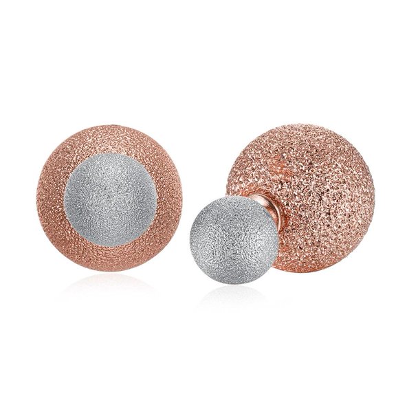 Rose Yellow Gold Platinum Plated Earrings Stud Push Back Clasp L642
