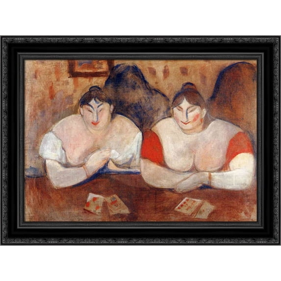 Rose and Am?lie 20x24 Black Ornate Wood Framed Canvas Art by Munch, Edvard