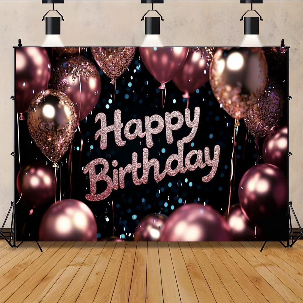 Large Happy Birthday Banner - Black & Gold Letters, 13 Cards With Ribbon, DIY Bunting For Party Decor - View #8