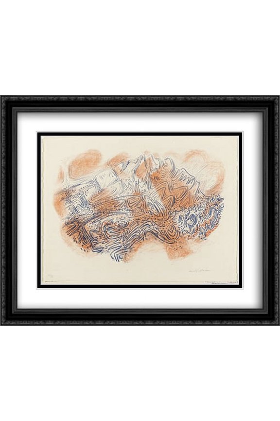 Rose and Blue Mountain 2x Matted 34x28 Large Black Ornate Framed Art Print by Masson, Andre