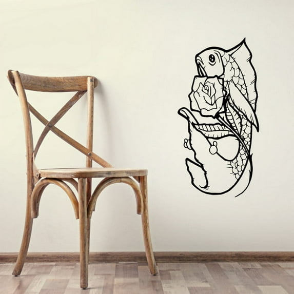 Rose and Goldfish Decal - 36 Inches
