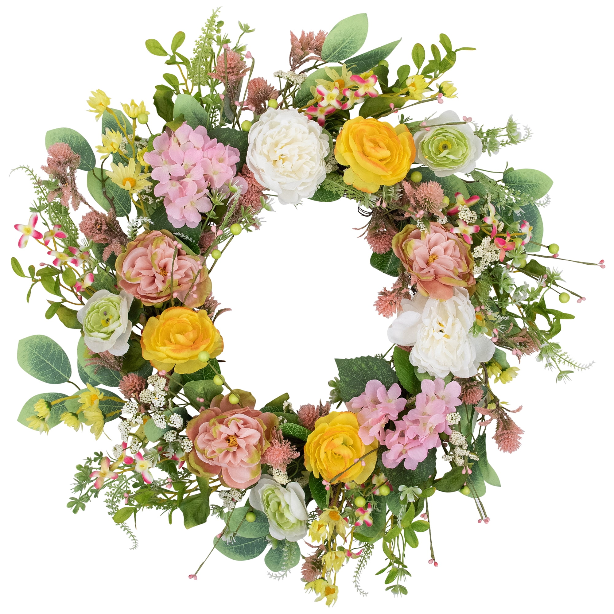 Rose and Hydrangea Floral Spring Wreath - 26