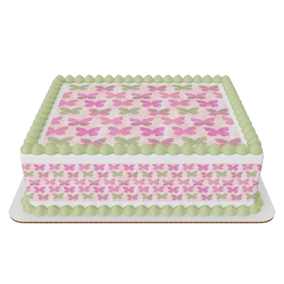 Rose and Lime Butterflies Edible Icing Sheets- Assorted Image Cake Toppers-Frosting Sheets- Cookies- Cupcake Toppers (Border side strips 2 per page)