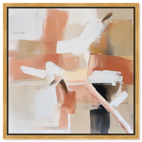 Rose and Rust II Canvas Rustic Abstract by Art Remedy, Gold Frame, 12 x 12