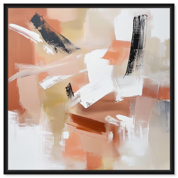 Rose and Rust III Canvas Rustic Abstract by Art Remedy, Black Frame, 20 x 20