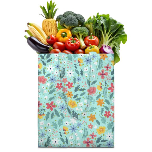 Rose and Tropical Flower Canvas Tote – Bright and Colorful Eco-Conscious Bag