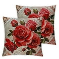 thumbnail image 1 of Rose by Ismot Esha Cushion Cover Vintage Pink Red Roses Square Decorative Throw Pillow Covers All Seasons Outdoor Cushion Covers, 1 of 7
