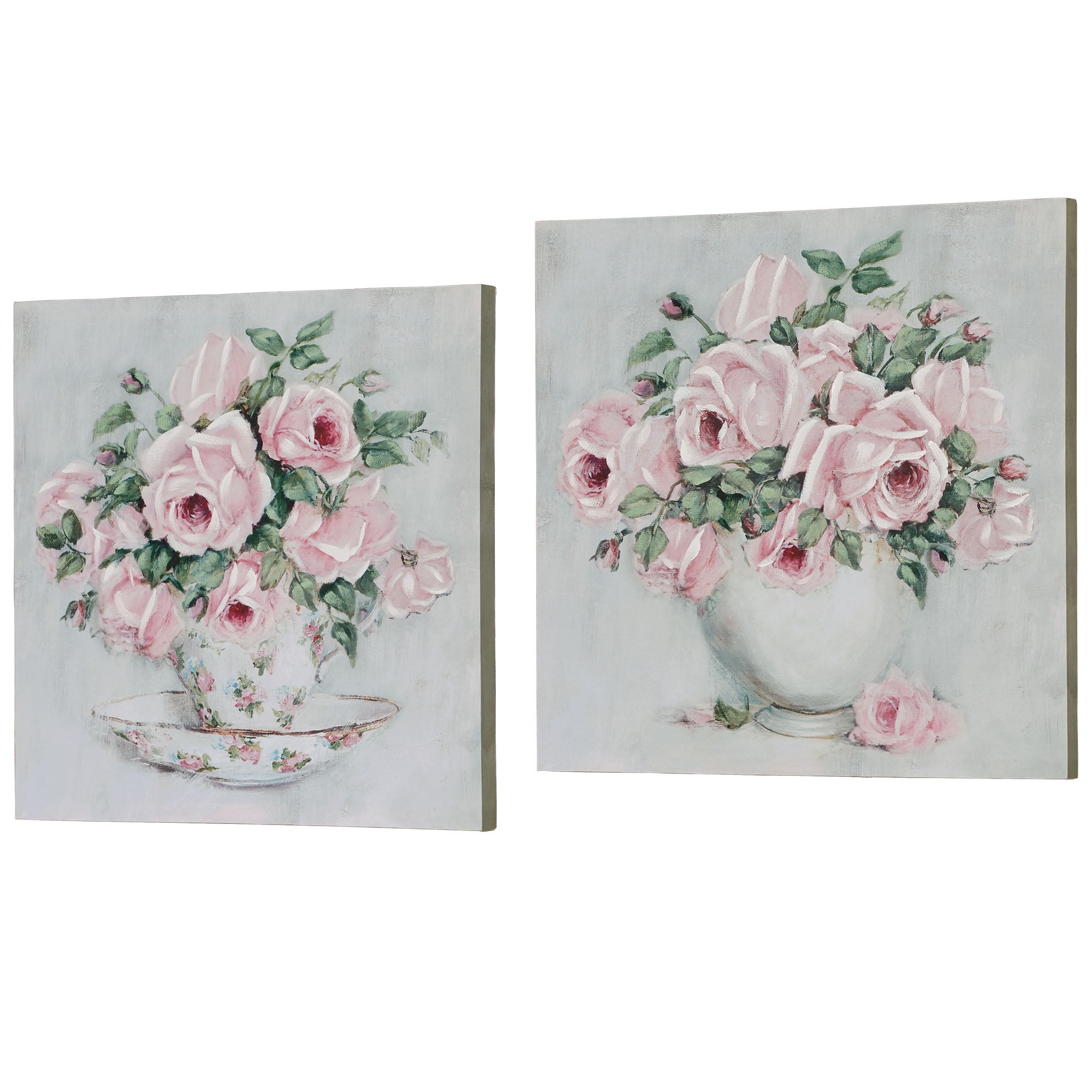 Rose d Amour Floral Canvas Wall Art Pink Set of Two Pink Set of 2 ...