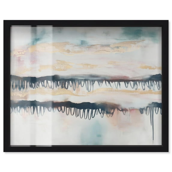 Rose gold Haze II Shadowbox Print Blue Art by Art Remedy, Black Frame, 24 x 20