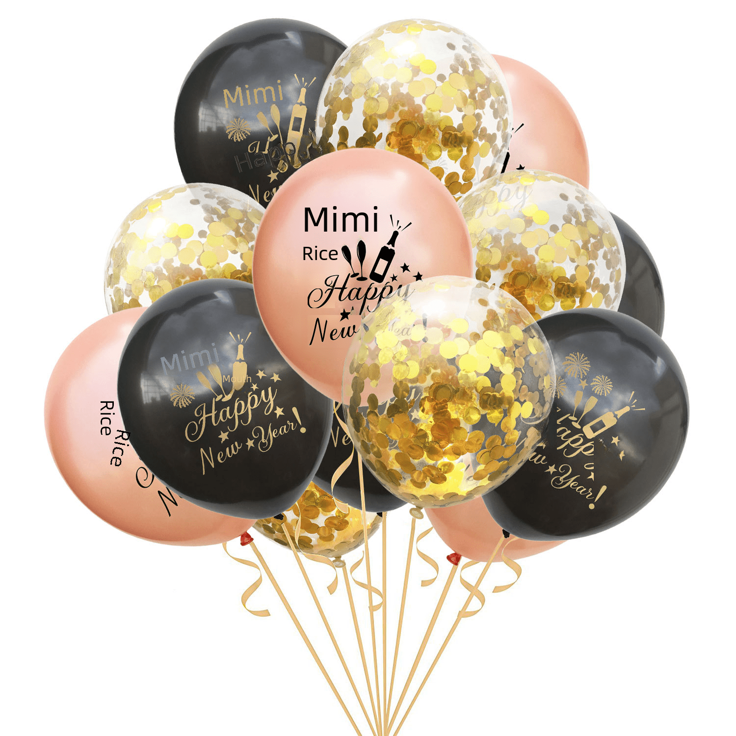 Rose gold happy year latex round confetti balloons Christmas Year Year