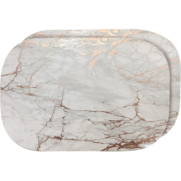 Rose gold marble oval cork placemat-heat-resistant, non-slip, easy to clean, create an elegant dining table -12 inches x 18 inches, 2 pieces-perfect for fashionable and modern homes