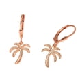 thumbnail image 1 of Rose gold plated on 925 sterling silver Hawaiian palm tree wire leverback earrings, 1 of 3
