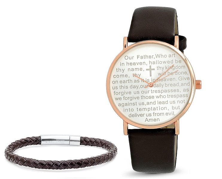 Rose gold prayer watch set