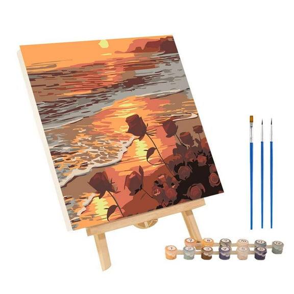 Rose landscape diy digital oil painting hand-colored oil painting E0Y4