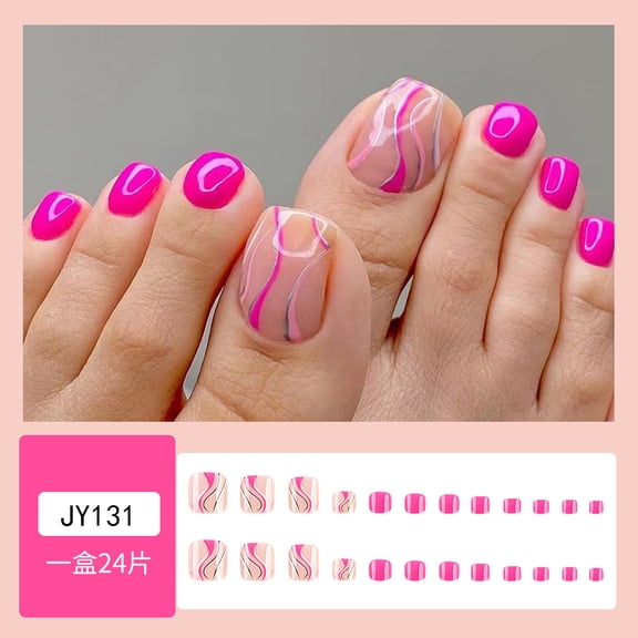 Rose red line nail patch, Spice Girl toenail removable nail piece wholesale, cross-border hot-selling foot wear nail