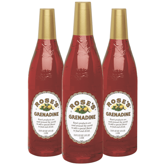 Roses Grenadine Syrup 3 Pack 1 Liter Bottle, | Perfect for Cocktails, Beverages, and Mixers