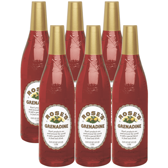 Rose’s Grenadine Syrup 6 Pack 1 Liter Bottle, | Perfect for Cocktails, Beverages, and Mixers