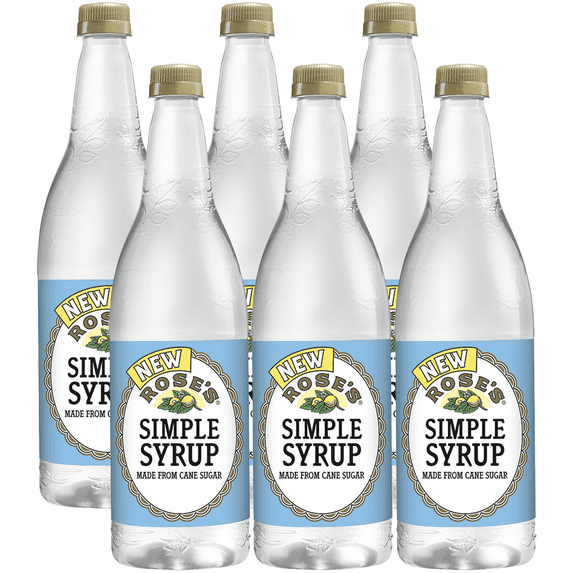 Rose’s Simple Syrup 6 Pack 1 Liter Bottle, | Perfect for Cocktails, Beverages, and Mixers