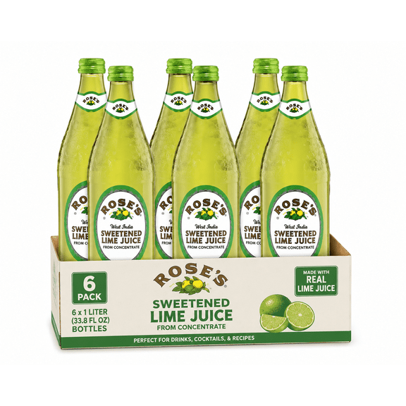 Rose's Sweetened Lime Juice 1 Liter Bottles (Pack of 6)