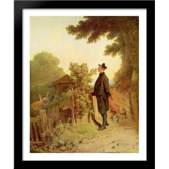 Rose scent memory 28x34 Large Black Wood Framed Print Art by Carl Spitzweg