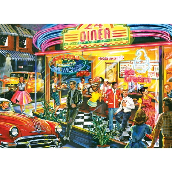 RoseArt Back to the Past 1000-Piece In and Out Diner Adult Interlocking Puzzle