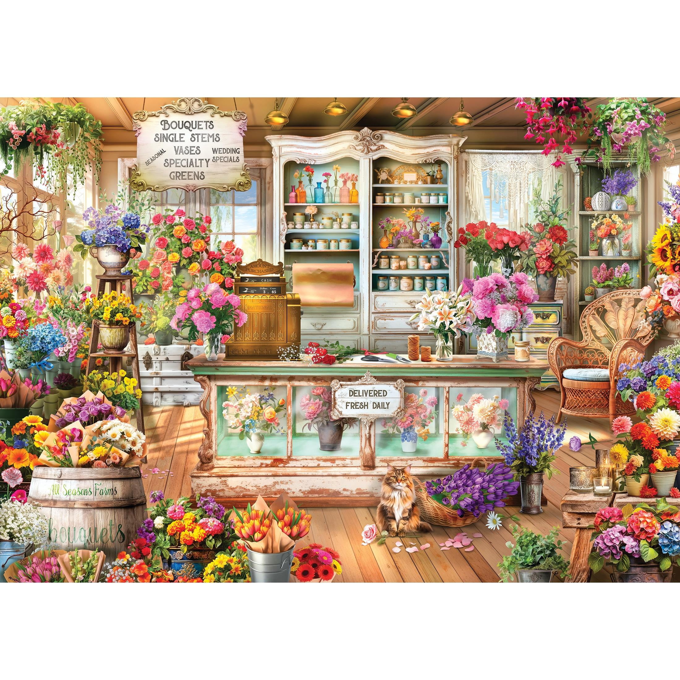 RoseArt Colorluxe 1000-Piece All Seasons Flower Shop Adult Interlocking Jigsaw Puzzle