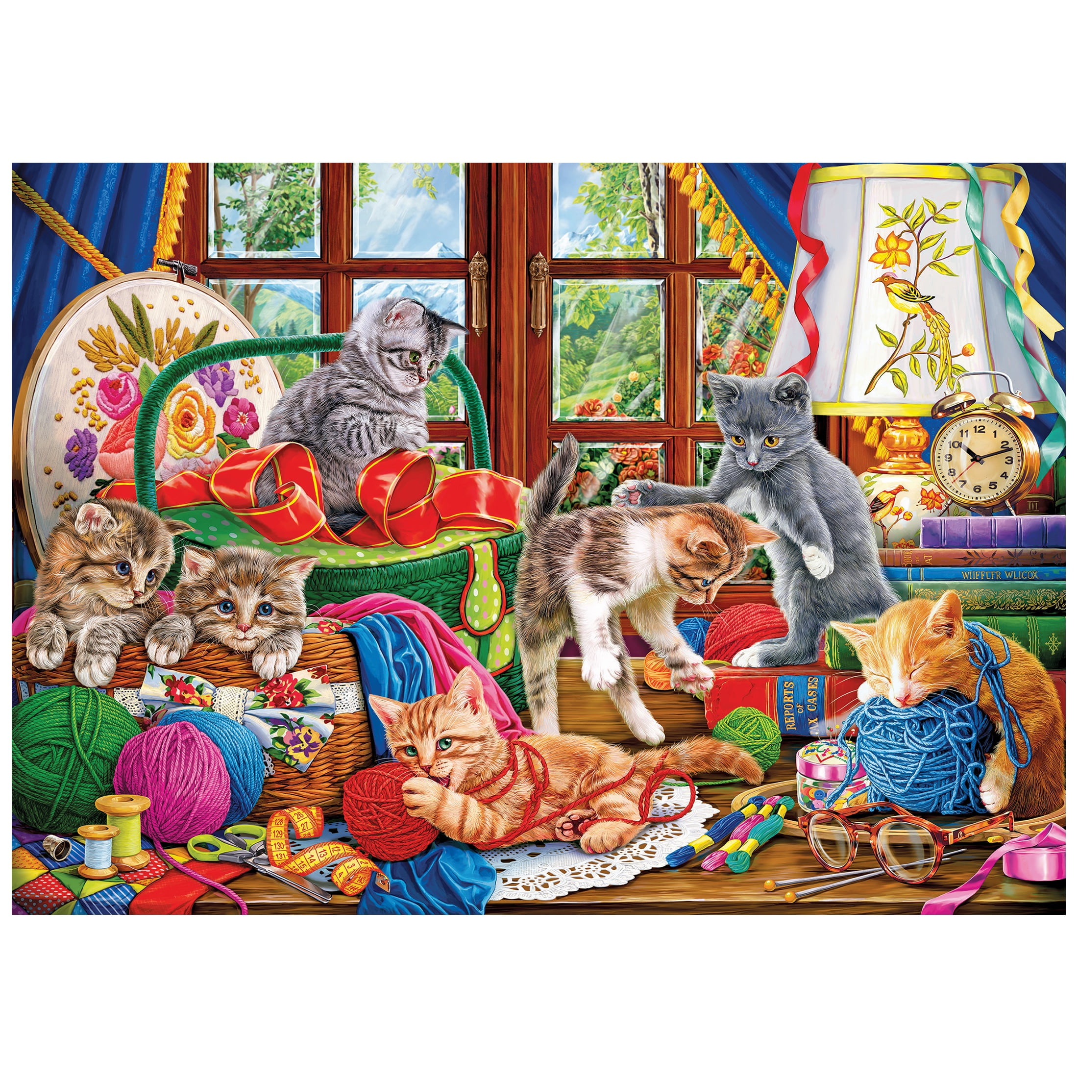 RoseArt Colorluxe 1000-Piece Cheerful Kittens with Yarn Adult