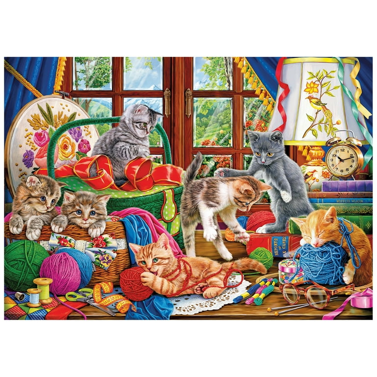 RoseArt Colorluxe 1000-Piece Cheerful Kittens with Yarn Adult
