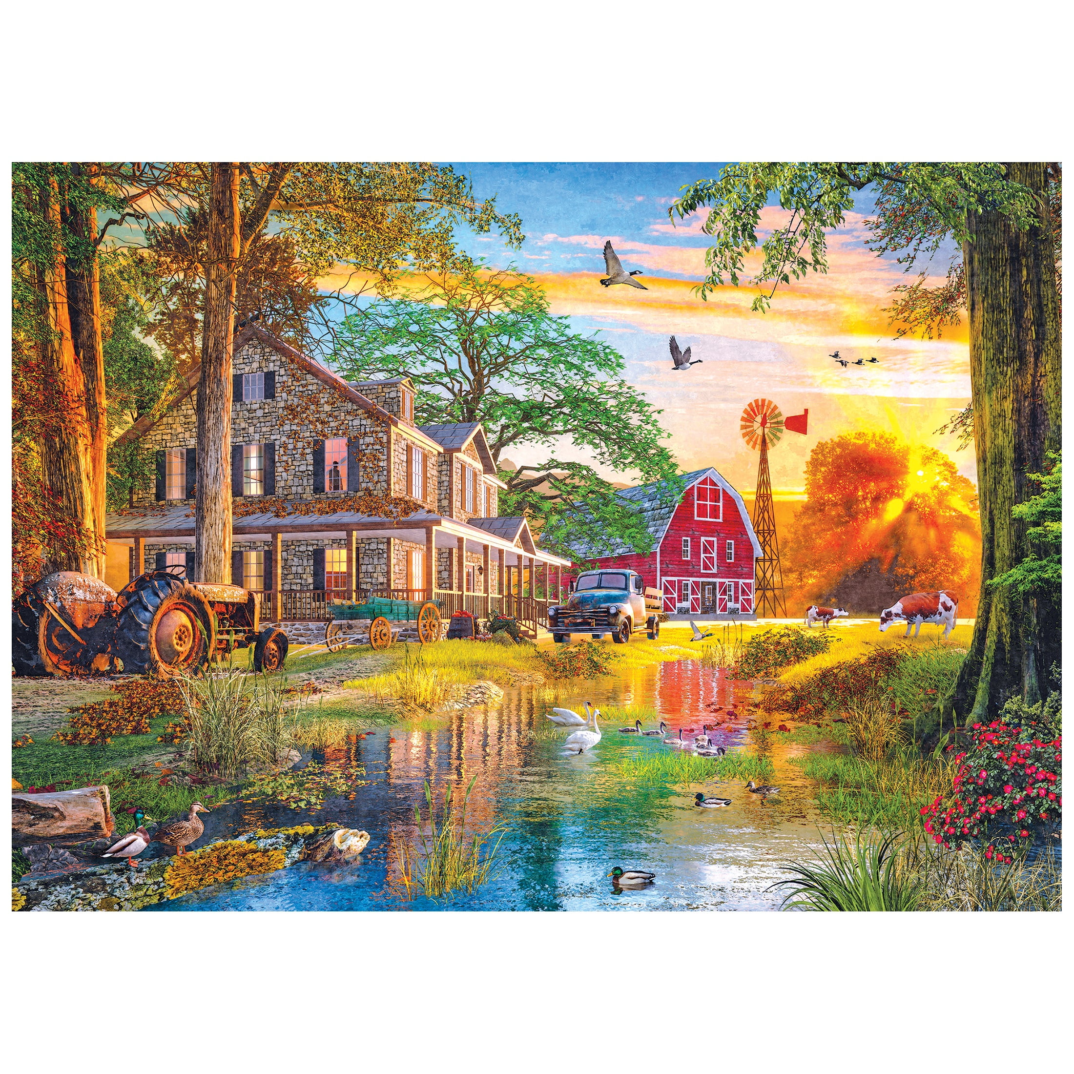 RoseArt Colorluxe 1000-Piece Sunset at the Farm Adult Interlocking