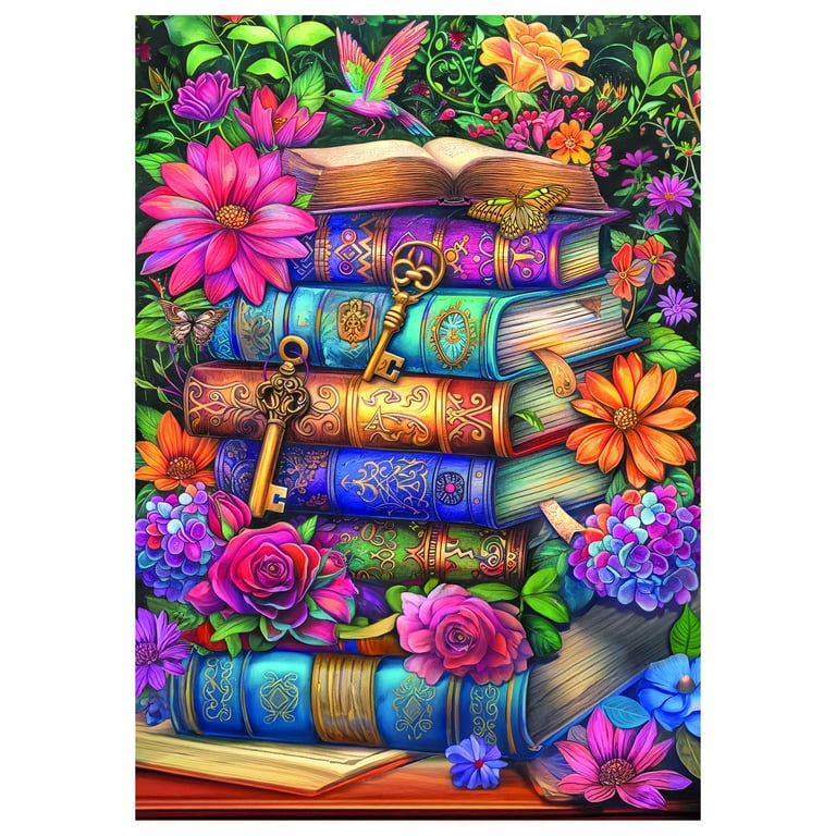 RoseArt Colorluxe 300-Piece Books and Flowers Adult Interlocking