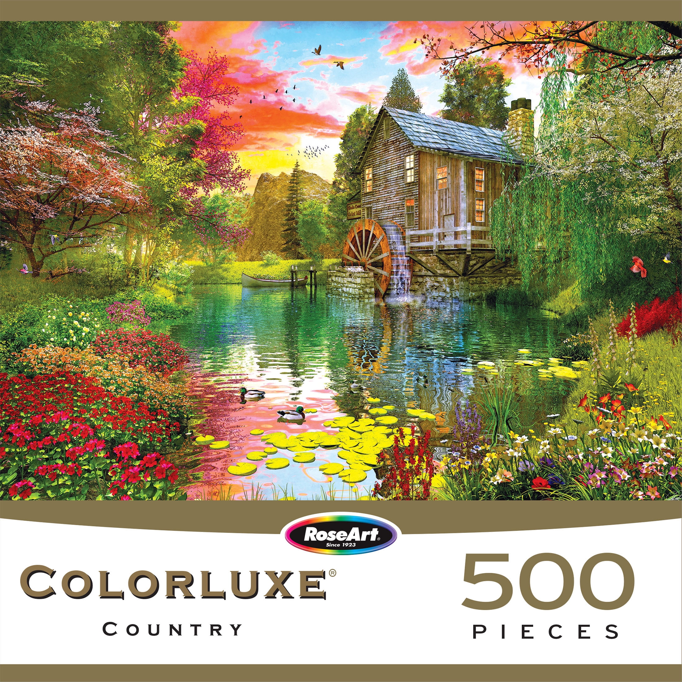 RoseArt Colorluxe 500-Piece Sunset at the Mill Adult Jigsaw Puzzle