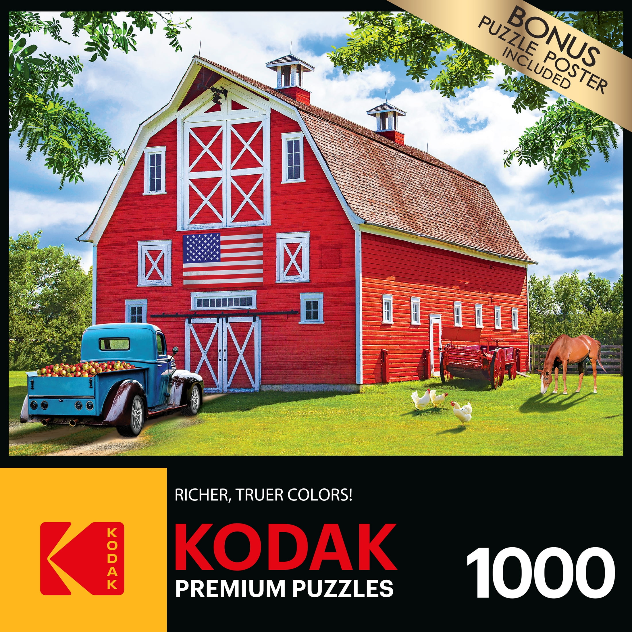 RoseArt Kodak 1000-Piece Pretty Red Barn Jigsaw Puzzle