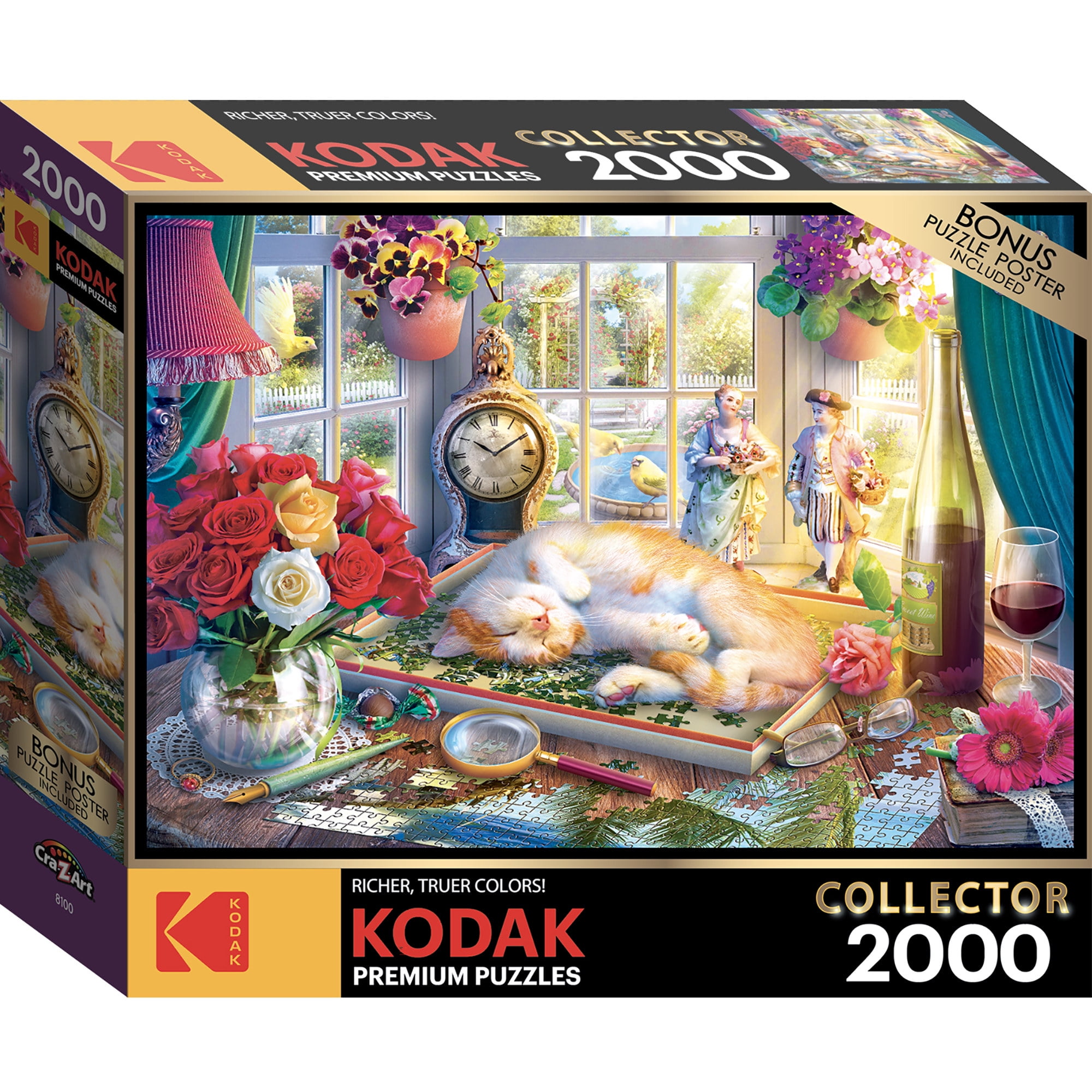 Kodak Premium 2000 Piece Puzzle with Cat and Flowers