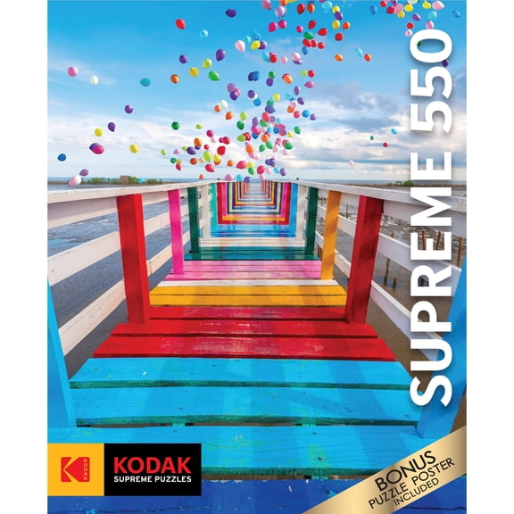 RoseArt Kodak Supreme 550-Piece Rainbow Bridge and Balloons Jigsaw Puzzle