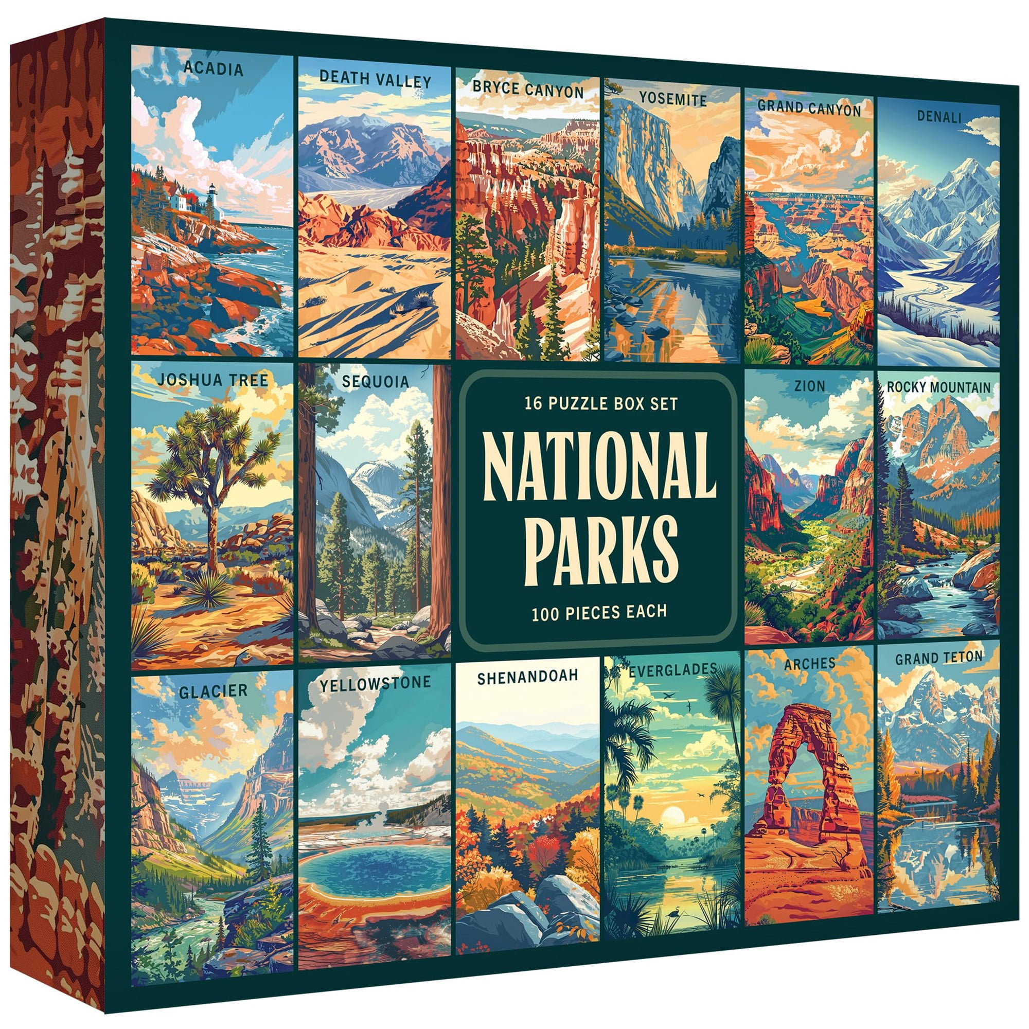 RoseArt, National Parks Puzzle Box Set, 16 Mini Adult Jigsaws