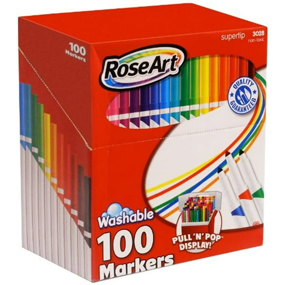 RoseArt SuperTip Washable Markers 100 Count Assorted Colors Packaging May Vary 3438VA 24