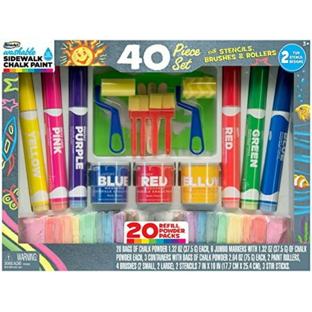 40 Piece Washable Sidewalk Chalk Paint Deluxe Set