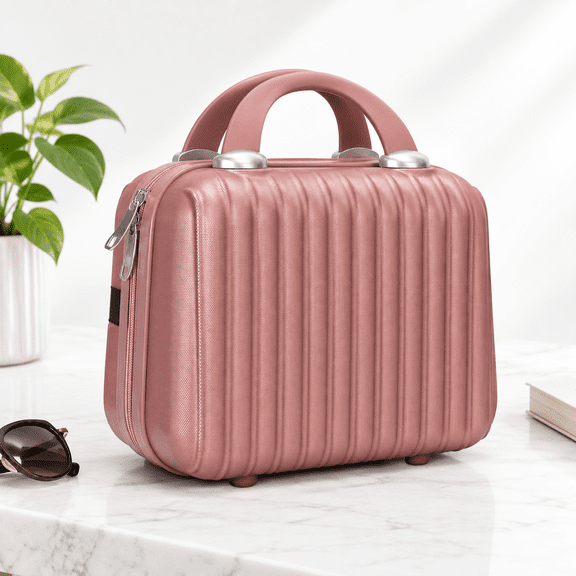 RoseGold 11 Inch Hard Shell Makeup Travel Organizer Case Portable Hand Luggage