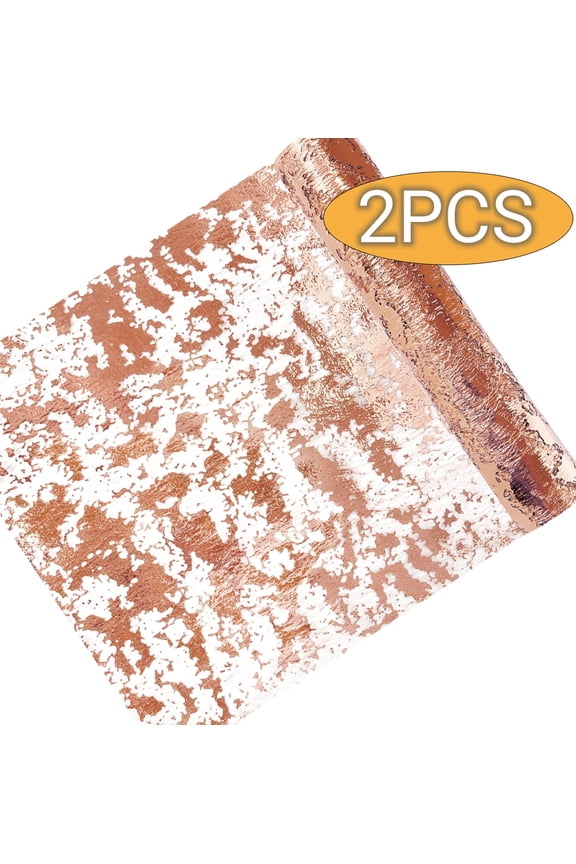 RoseGold Table Runners for Party Sequin Glitter Foil Metallic Thin Mesh Table Decorations for Event Party, Wedding, Birthday Party, Christmas 11"x108" 2Pcs