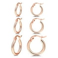 thumbnail image 1 of RoseJeopal Hoop Earrings Rose Gold Plated, Fashion Jewelry, Sizes 13mm 15mm 20mm, 3 Pack, 1 of 4