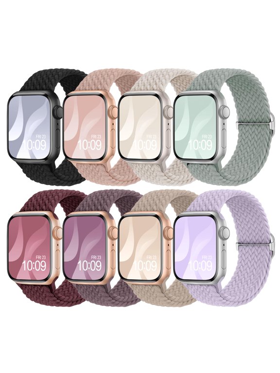 8 Pack Braided Stretchy Solo Loop Compatible With Apple Watch Bands For IWatch 44mm/45mm/46mm/49mm/Series 3 42mm