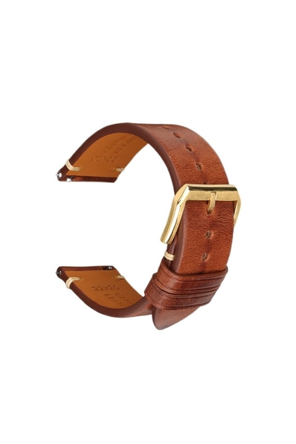Quick Release Vegetable Tanned Leather Watch Strap, Handmade Butterfly Buckle Watch Band