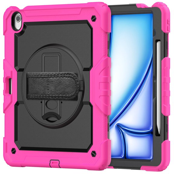 RoseOcean Rugged Case with Screen Protector Strap & Pen Holder for 11-13 Inch Tablets