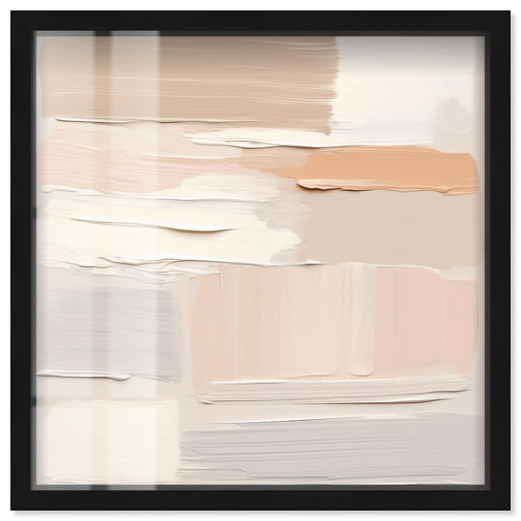 Roseate Cream Tones III Shadowbox Print Neutral Abstract Art by Art Remedy, Black Frame, 40 x 40