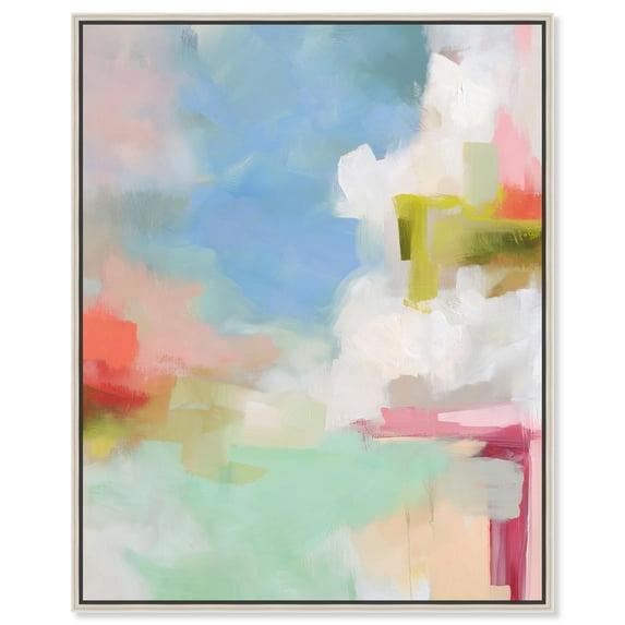 Roseate Hues I Canvas Print Bright Wall Decor by Art Remedy, Silver Frame, 36 x 45