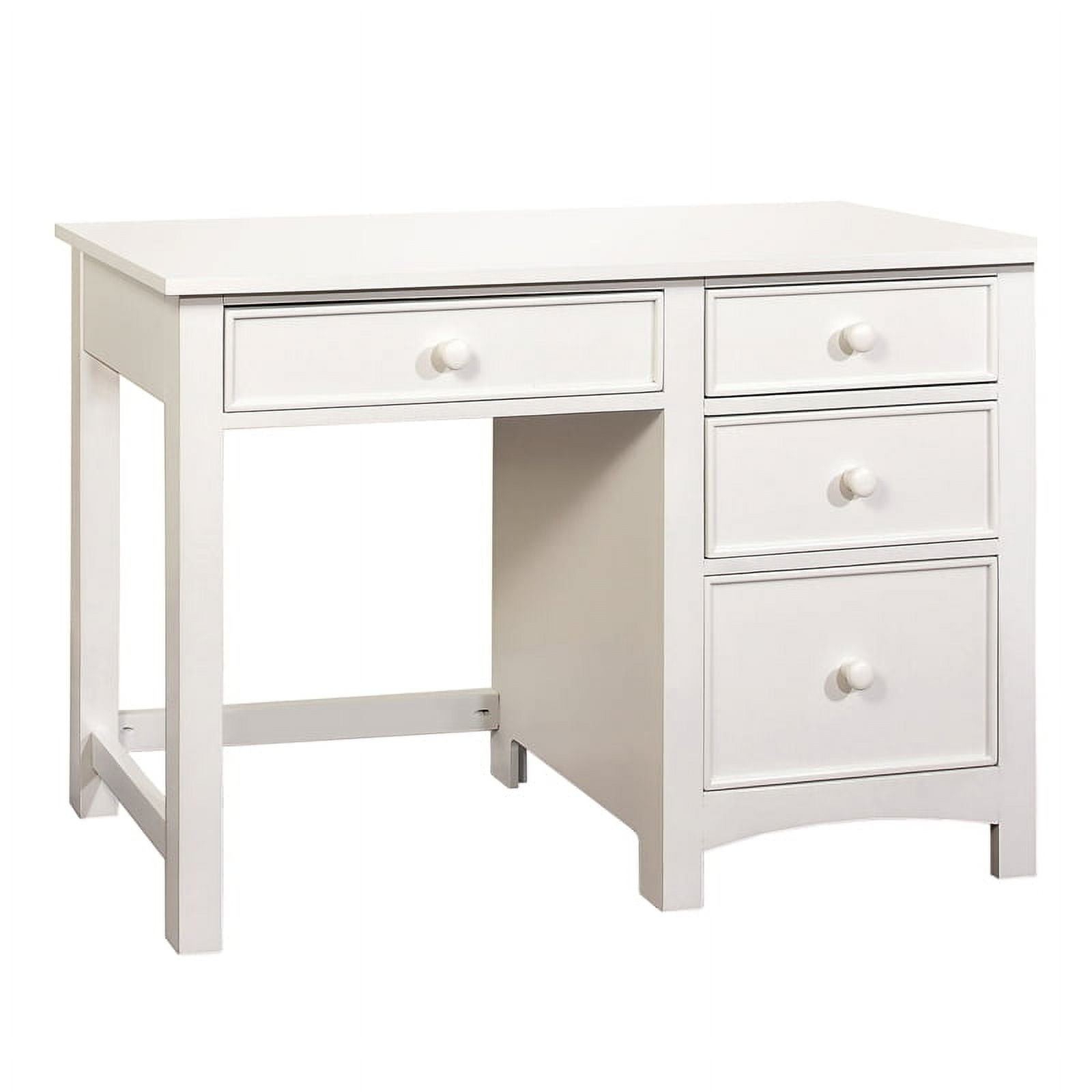 Roseberry Kids 4 Drawer Transitional Solid Wood Kids Desk in White