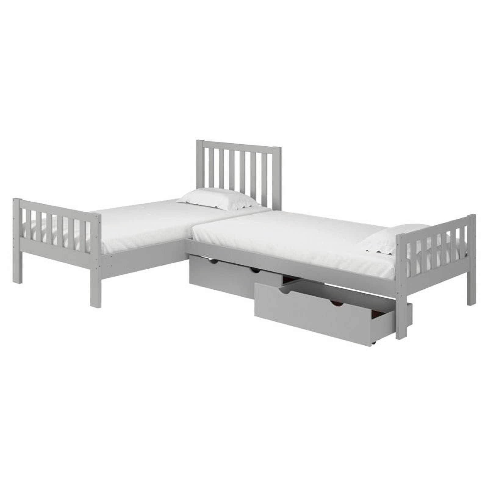 Roseberry Kids Corner LShaped Twin Bed Set with Storage Drawers in