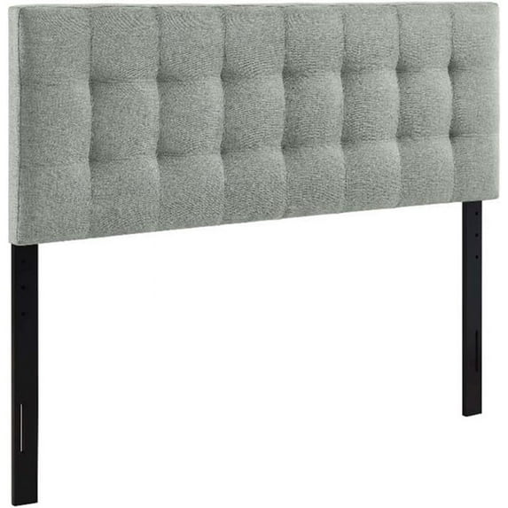Modern Fabric Queen Tufted Panel Headboard in Gray
